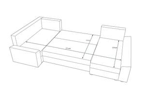 Ecksofa PAULI-LONG Weiß - 307 x 90 x 161 cm - Ecke davorstehend links