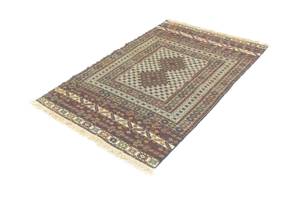 Kelim Afghan - 157x100cm Beige - Naturfaser - 100 x 1 x 157 cm