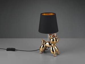 Lustige Nachttischlampe Hundelampe Gold Schwarz - Gold - Keramik - Textil - 17 x 33 x 17 cm