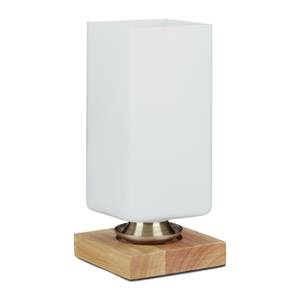 Tischleuchte Milchglas Braun - Weiß - Holzwerkstoff - Glas - Metall - 12 x 26 x 12 cm