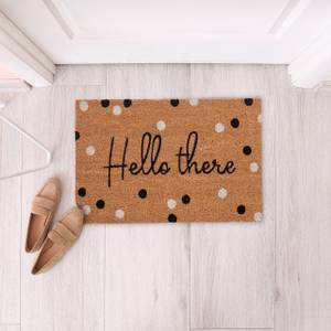 Tapis coco « Hello there » Noir - Marron - Blanc - Fibres naturelles - Matière plastique - 60 x 2 x 40 cm