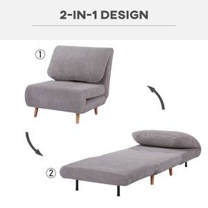 Schlafsofa 839-463V00LG Grau - Massivholz - 89 x 83 x 82 cm