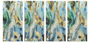 Tableau peint Stimulations effrénées Bleu - Blanc - Bois massif - Textile - 60 x 120 x 4 cm