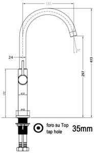 Küchen Armatur Tecno mit U-Auslauf Metall - 35 x 42 x 5 cm