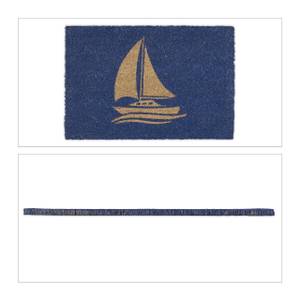 Fußmatte mit Segelschiff blau Beige - Blau - Naturfaser - Kunststoff - 60 x 2 x 40 cm