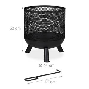 Feuerkorb im Mesh Design Schwarz - Metall - 44 x 53 x 44 cm