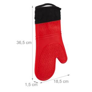 Ofenhandschuhe Silikon Schwarz - Rot - Kunststoff - Textil - 19 x 37 x 2 cm