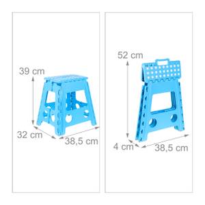 Tabouret pliable XL en bleu clair Bleu - Blanc - Matière plastique - 39 x 39 x 32 cm