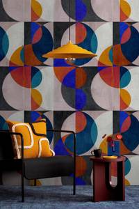 Fototapete Mia Walls by Patel Schwarz - Blau - Orange - Kunststoff - Textil - 400 x 270 x 0 cm