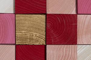 Holzbild Colours in Love Rot - Holz teilmassiv - 75 x 75 x 7 cm