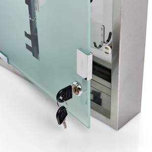 Schlüsselkasten, Edelstahl/Glas Silber - Metall - 6 x 30 x 30 cm
