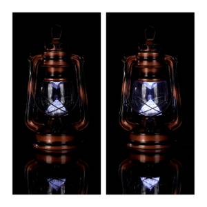 1 x Sturmlaterne LED kupfer Glas - Metall - Kunststoff - 15 x 24 x 12 cm