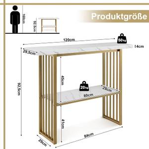 2 Ebenen Konsolentisch Weiß - Holzwerkstoff - 30 x 93 x 120 cm