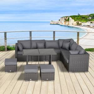 Gartenmöbel-Set (10-tlg.) 860-014V01 Grau - Polyrattan - 68 x 73 x 120 cm