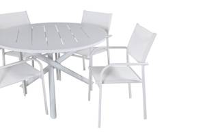 Gartenmöbel-Set Alma (5-teilig) Weiß - Metall - 120 x 75 x 120 cm