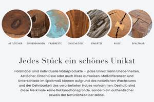 Esstisch MAMMUT Braun - Metall - Massivholz - Holzart/Dekor - 200 x 79 x 88 cm