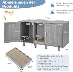 Katzenschrank BH32262 Grau - Holzwerkstoff - 52 x 65 x 120 cm