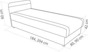 Einzelbetten Talig Grau - Holzwerkstoff - 90 x 60 x 204 cm