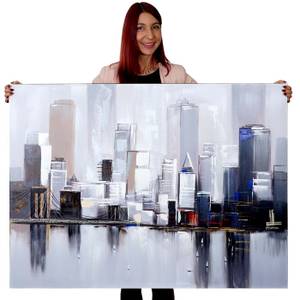 Ölgemälde Skyline New York handgemalt Textil - 120 x 90 x 3 cm