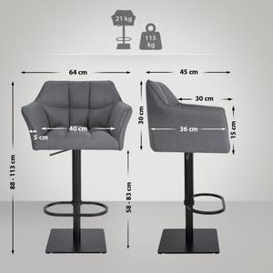 Tabouret de bar Damaso Gris - Noir