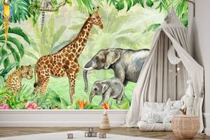 Papier Peint Animaux Plantes Tropicales 400 x 280 x 280 cm