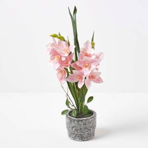 Künstliche Orchidee im Zement-Topf 58 cm Pink - Kunststoff - 21 x 58 x 58 cm