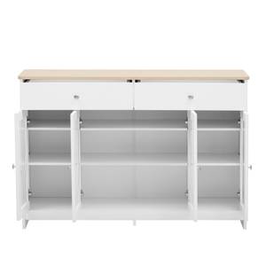 Sideboard Caelus Ⅰ Weiß - Holzwerkstoff - Glas - Metall - 120 x 80 x 37 cm