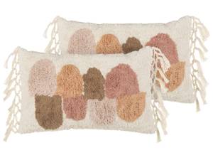 Coussin décoratif CALTHA Beige - Marron - Rose foncé - Blanc - Fibres naturelles - 30 x 12 x 50 cm