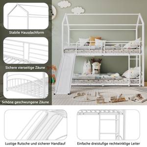 Etagenbett Kinderbett Jupitur Ⅰ Weiß - Metall - 201 x 197 x 209 cm