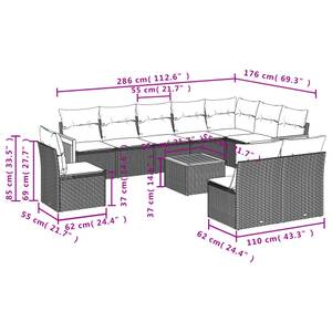 Gartensitzgruppe K3475(11-tlg) Schwarz - Massivholz - 69 x 62 x 62 cm