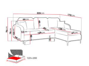 Ecksofa Venice Schwarz - Ecke davorstehend rechts