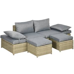 Gartensofa Set (4-tlg.) 860-299V00GG Grau - Polyrattan - 80 x 66 x 105 cm