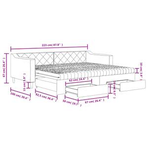 Ausziehbares Tagesbett 3030076-5 Creme - Tiefe: 100 cm