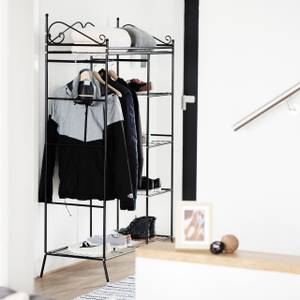 Metall Garderobe COUNTRY mit Stoffbezug Schwarz - Weiß - Metall - Textil - 105 x 172 x 45 cm