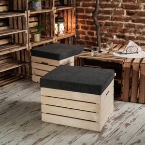 Coffre-Siège en Bois NATURE  lot de 2 Gris foncé