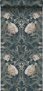 Tapete Blumenmuster im Jugendstil 7373 Blau - 53 x 1005 x 1005 cm