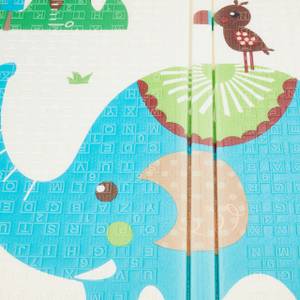 Tapis de jeu pliable avec motifs animaux Gris - Blanc - Jaune - Matière plastique - 195 x 2 x 175 cm