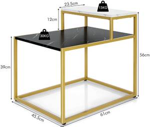 2-stufiger Beistelltisch Weiß - Metall - 46 x 56 x 61 cm