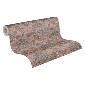 Blumentapete Floral Beige - Grau - Orange - Weiß