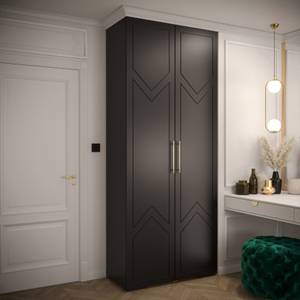 Drehtürenschrank Manhattan Ryfel 8 Schwarz - Gold - 2 Türen