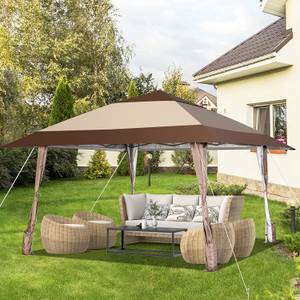 4x4m Faltpavillon Beige - Kunststoff - 390 x 285 x 390 cm