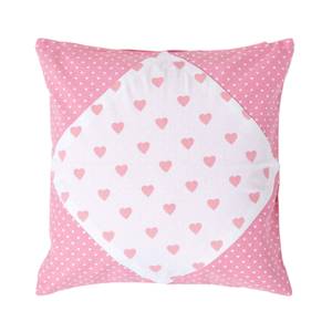 Patchwork-Kissenbezug mit Herzen Pink - 45 x 45 cm