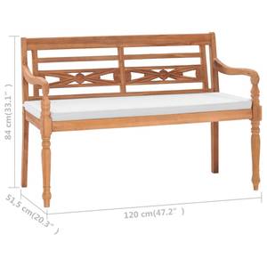 Banc de jardin 3007477 Blanc - Bois massif - Bois/Imitation - 120 x 84 x 52 cm