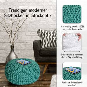 Pouf Sitzpouf Bodenkissen Strickhocker Türkis