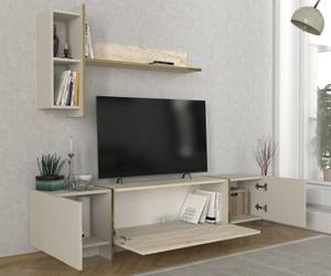 Wohnwand mit Granit Optik Beige - Holzwerkstoff - 180 x 45 x 32 cm