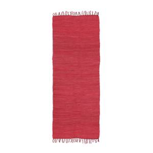Tapis à franges rouge en coton 80 x 200 cm