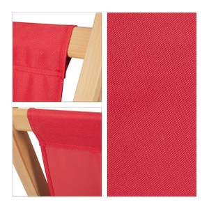 Liegestuhl Holz mit Armlehnen rot Braun - Rot - Holzwerkstoff - Textil - 70 x 84 x 102 cm