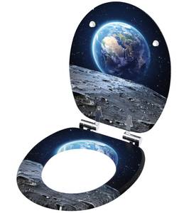 WC-Sitz mit Absenkautomatik Earth Schwarz - Holzwerkstoff - 38 x 6 x 47 cm