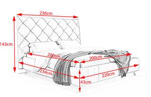 Bett ANNY Polsterbett Velvet Petrol - 236 x 146 cm