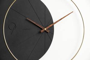 Horloge murale design THE BLACK MOON. Noir - Bois manufacturé - Métal - 58 x 41 x 1 cm